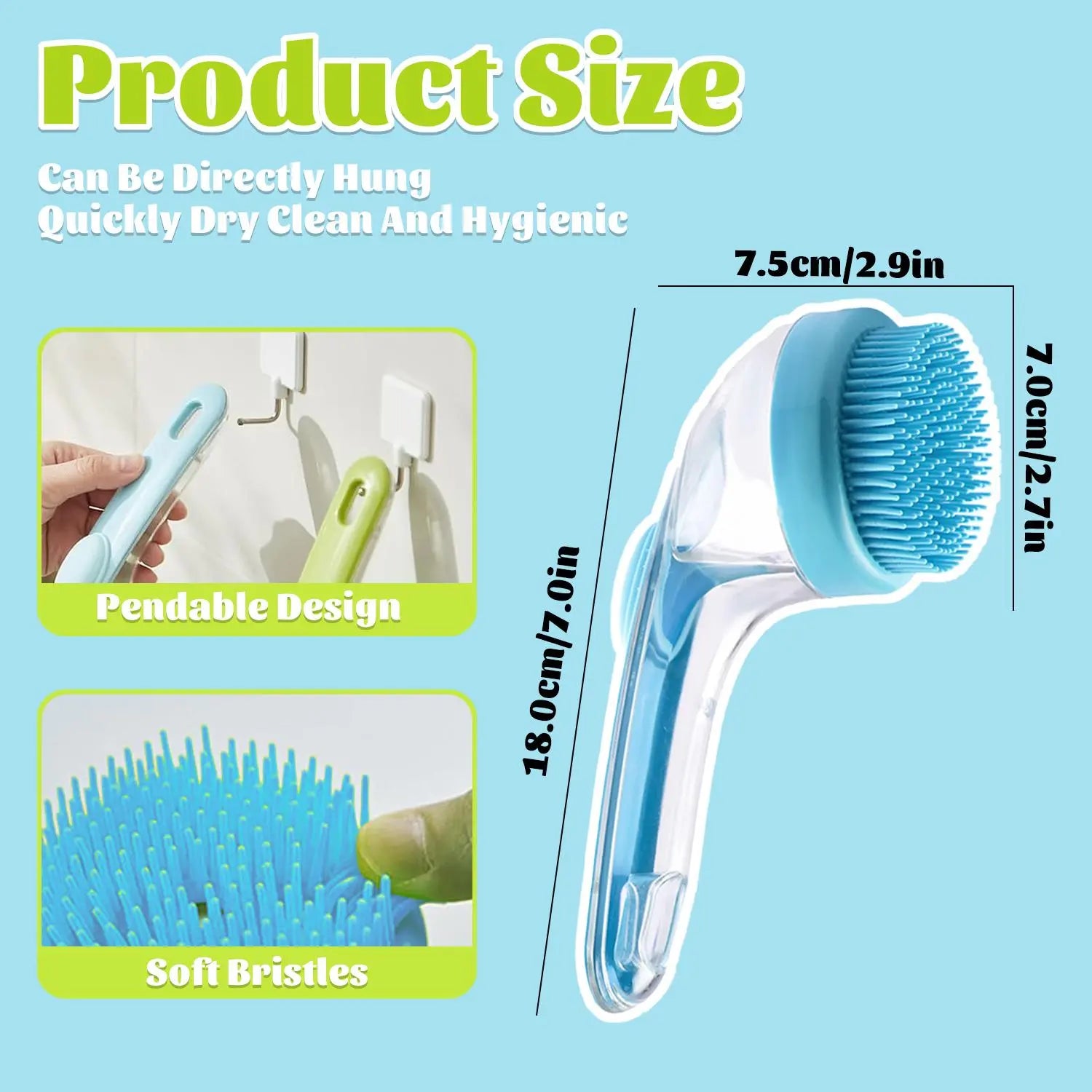 Pet Bath Brush with Shampoo Dispenser for Dogs & Cats, Ergonomic Handle, Gentle Massage Grooming Tool, Easy to Use, Essential Dog Bath Supply Fathersdaygift