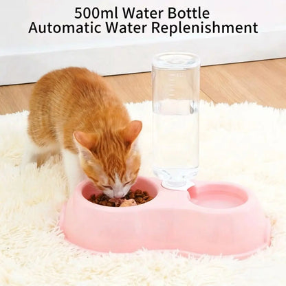 Non-Slip Cat Bowl, Pet Plastic Dual Bowl, Dog Food Bowl, Animal Water Bowl, Automatic Waterer, Durable Design, Easy to Clean, Pet Supplies