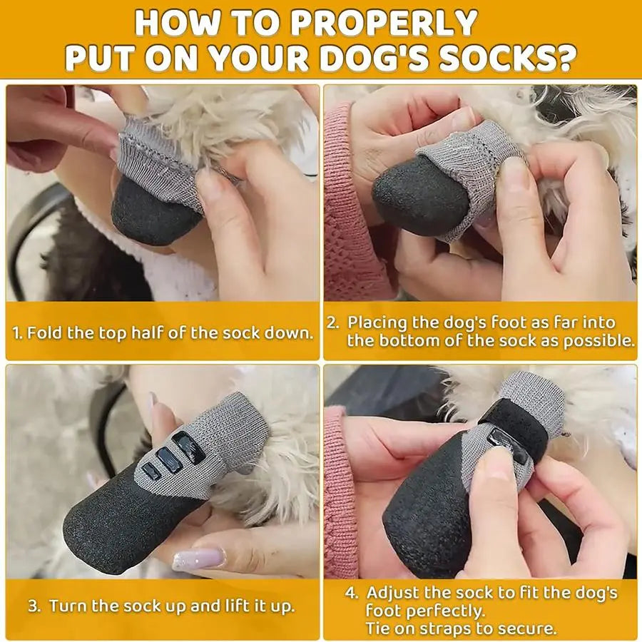 Adjustable Breathable Dog Shoes, 4 Counts/Set Waterproof Non-Slip Dog Socks, Pet Outdoor Sports Shoes for Large Medium Dogs