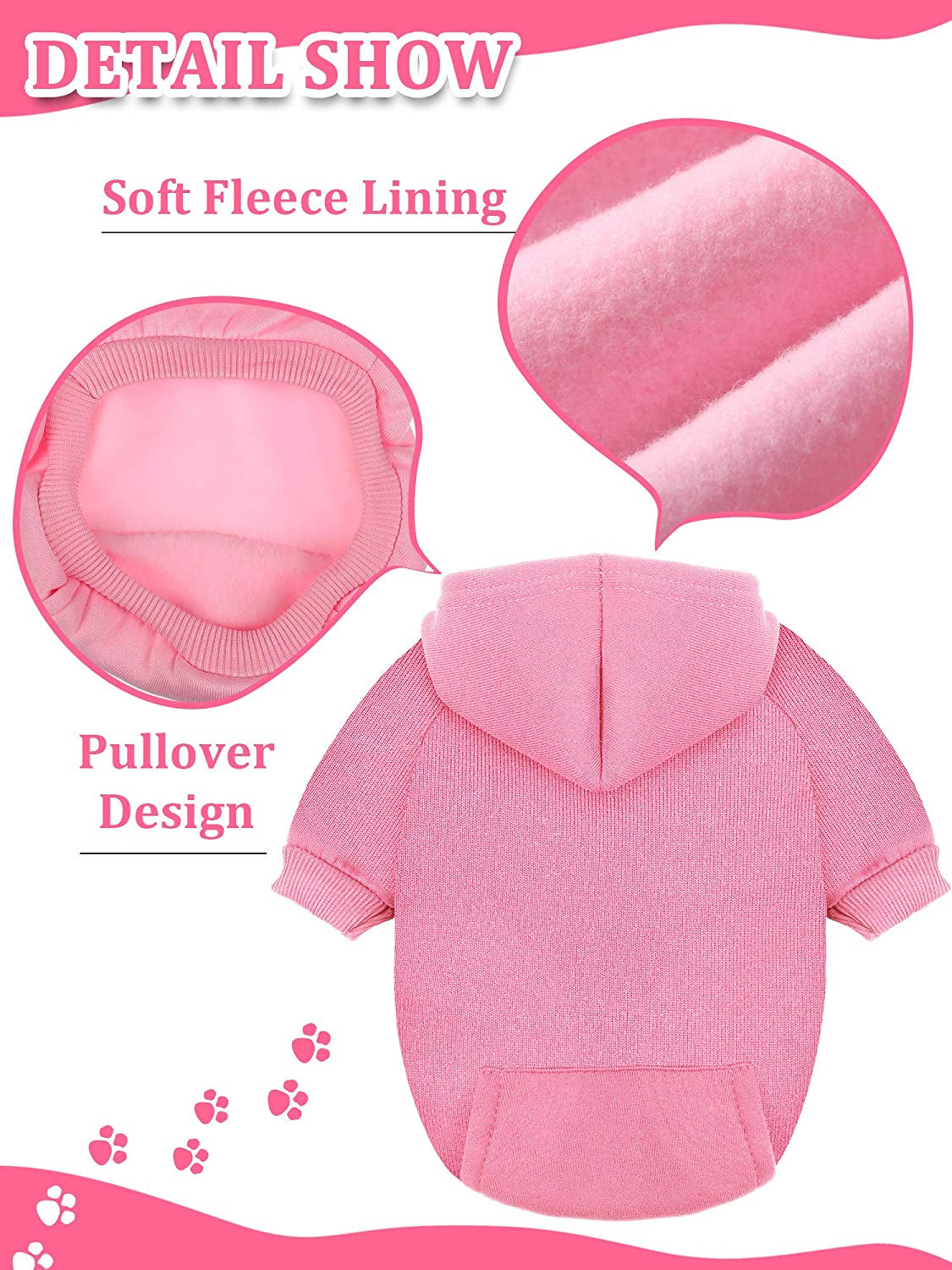4 Pcs XXS Winter Dog Sweaters with Hood & Pocket