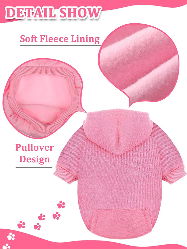 4 Pcs XXS Winter Dog Sweaters with Hood & Pocket