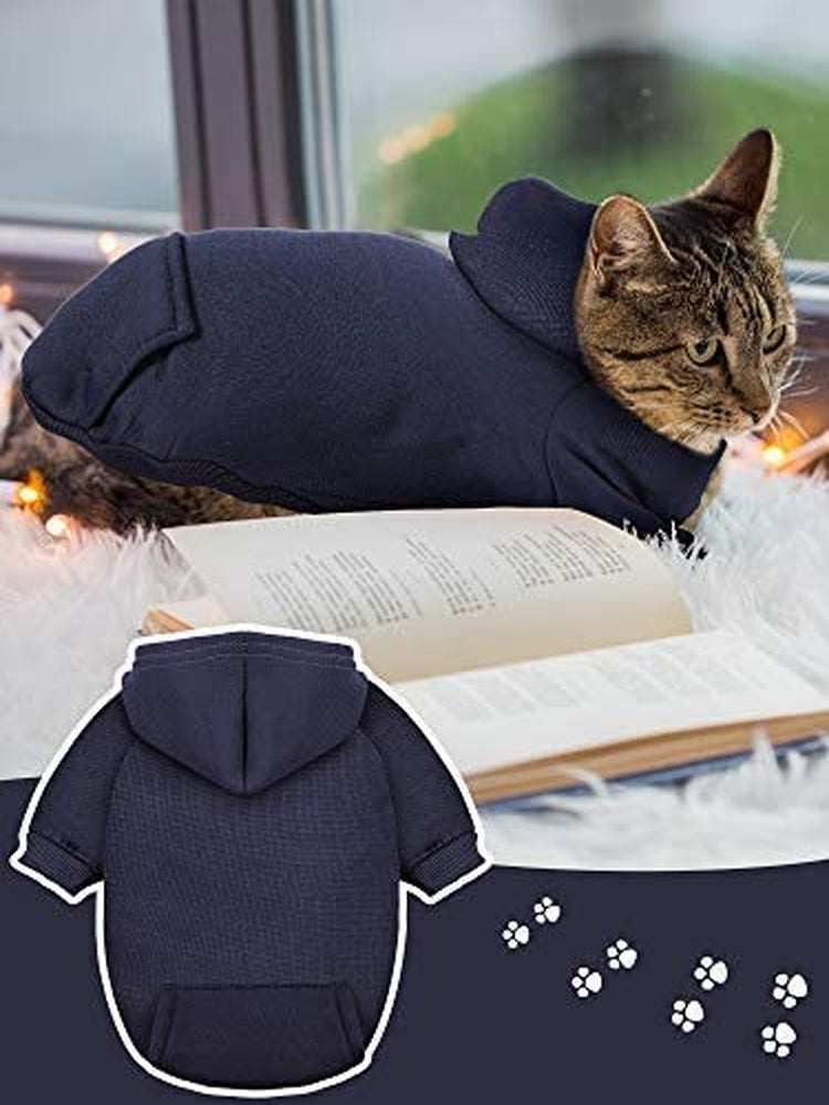 4 Pcs XXS Winter Dog Sweaters with Hood & Pocket