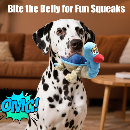 Cute Interactive Dog Toy - Turtle Squeaky Plush Tug Toy with Rope Limbs, Boredom Relief for Dogs, Cute Interactive Toys