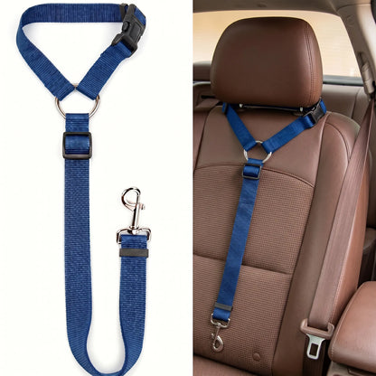 Dog Car Safety Harness Straps Blue, Length Adjustable Pet Safety Leash for Suvs Cars Trucks, Universal Fit Pet Travel Accessory Dual LED Retractable Bite Resistant Inflatable Balls Set Chew Outdoor Interactive Bungee Toy