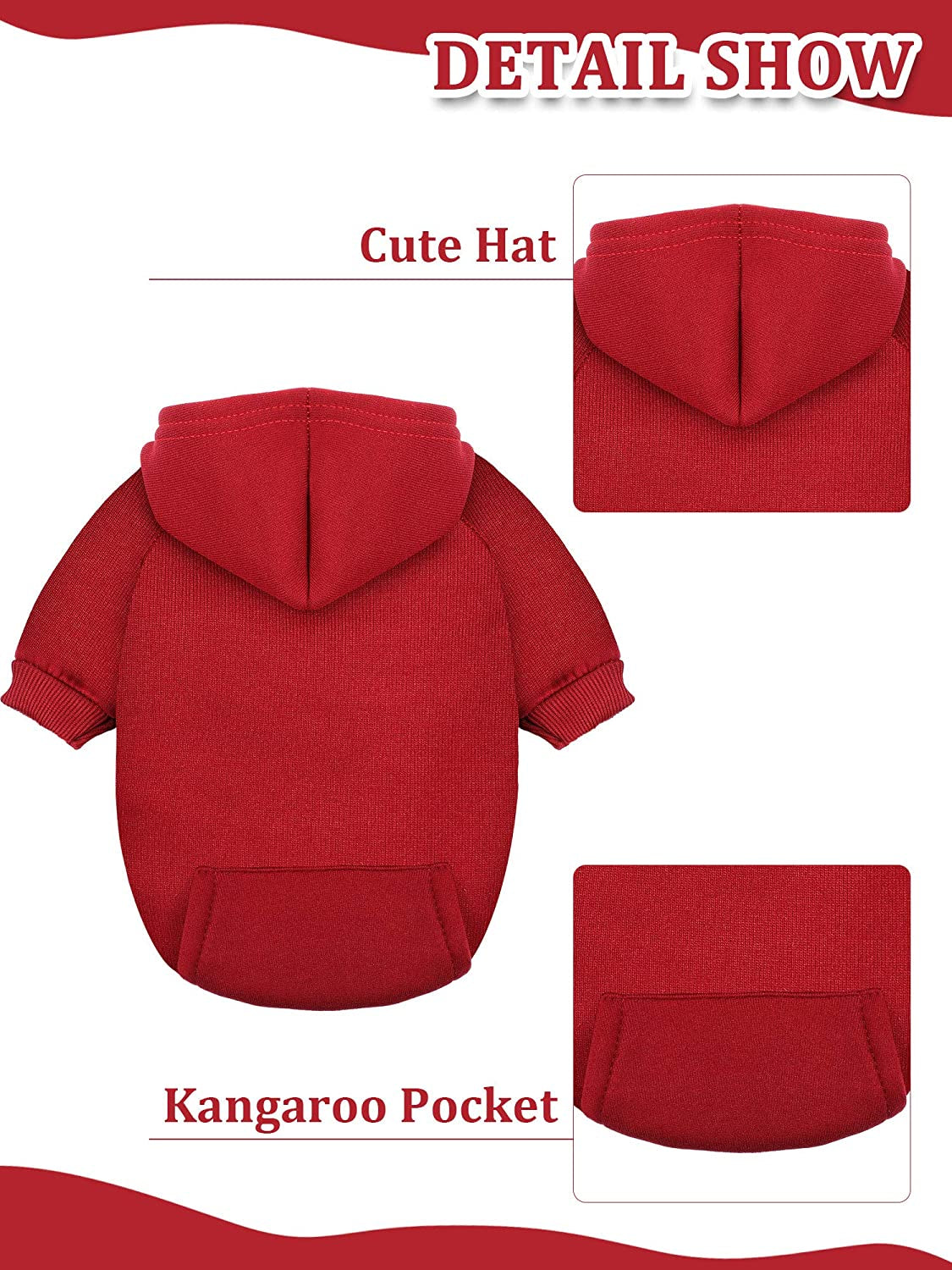 4 Pcs XXS Winter Dog Sweaters with Hood & Pocket