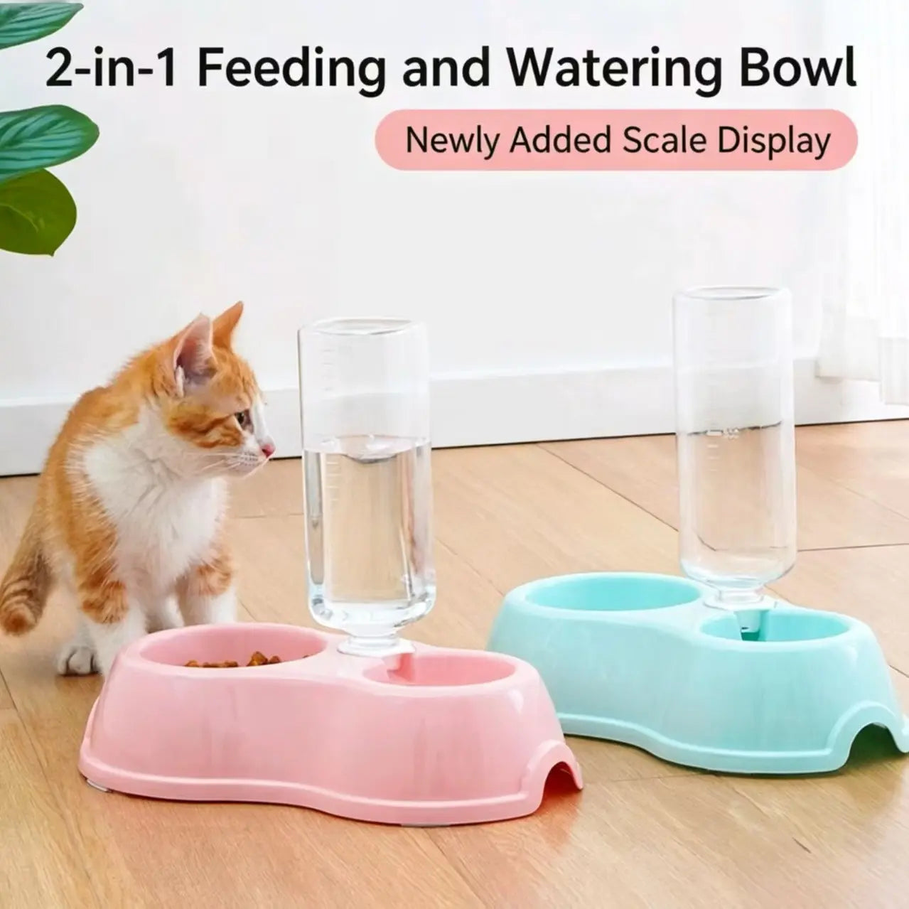 Non-Slip Cat Bowl, Pet Plastic Dual Bowl, Dog Food Bowl, Animal Water Bowl, Automatic Waterer, Durable Design, Easy to Clean, Pet Supplies
