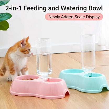 Non-Slip Cat Bowl, Pet Plastic Dual Bowl, Dog Food Bowl, Animal Water Bowl, Automatic Waterer, Durable Design, Easy to Clean, Pet Supplies