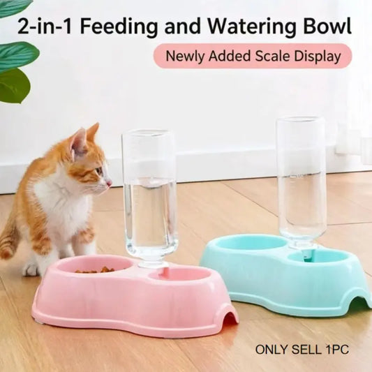 Non-Slip Cat Bowl, Pet Plastic Dual Bowl, Dog Food Bowl, Animal Water Bowl, Automatic Waterer, Durable Design, Easy to Clean, Pet Supplies