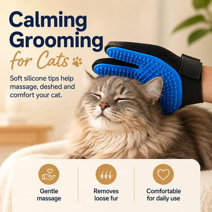 Pet Hair Removal Gloves for Dogs & Cats, 2-Pack (Left & Right Hand) 2-In-1 Deshedding Brush & Massage Mitt - Deshedding Tools, Fur Removal Tool for Grooming, Bathing, Safe for Short/Long Hair Pets (Blue)Midyearsale