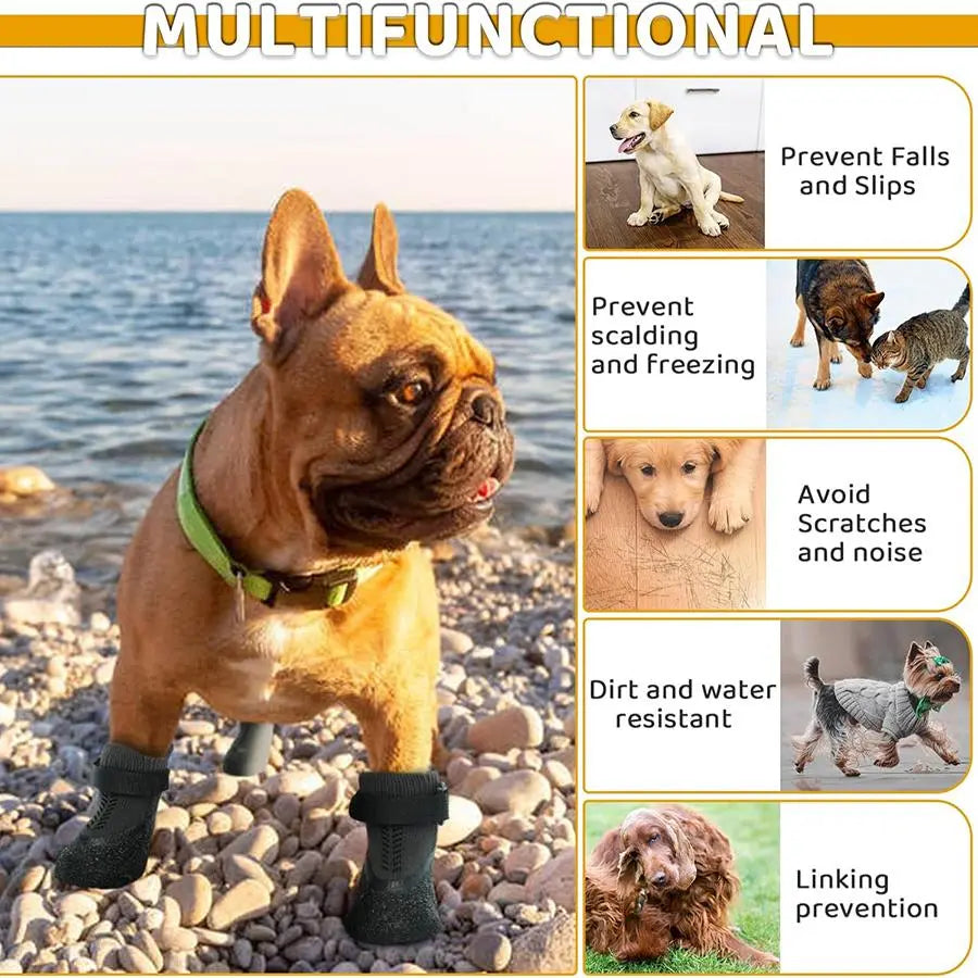 Adjustable Breathable Dog Shoes, 4 Counts/Set Waterproof Non-Slip Dog Socks, Pet Outdoor Sports Shoes for Large Medium Dogs