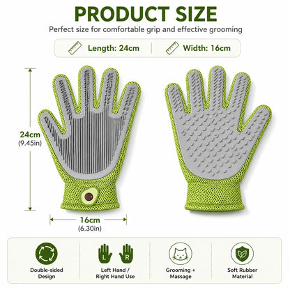 Pet Grooming Glove for Cats & Dogs - Soft Silicone Brush for Daily Grooming & Deshedding, Removes Loose Fur, Shedding Hair & Dirt, Provides Relaxing Massage to Keep Home Cleaner & Pets Happier
